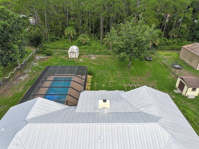 4685 Lee St, Cocoa, FL 32926 - drone / aerial view of a heavily wooded area and a pool area