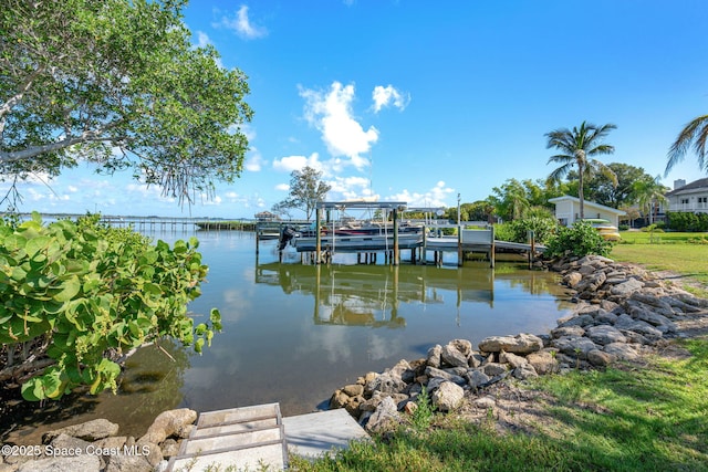 2945 Newfound Harbor Dr, Merritt Island, FL 32952 - dock featuring a water view and boat lift