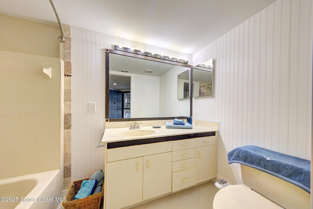 3609 S Banana River Blvd Unit C511, Cocoa Beach, FL 32931 - bathroom with vanity, tile patterned floors, and bathing tub / shower combination