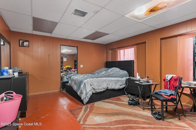 1714 Blanche Ave, Melbourne, FL 32934 - bedroom with concrete floors and a paneled ceiling