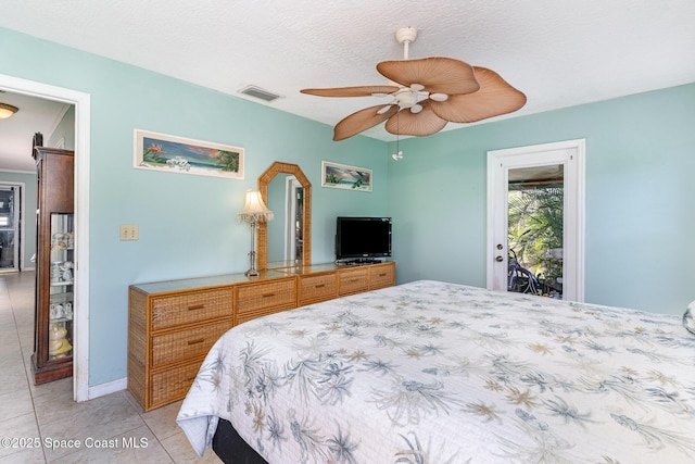 3461 Cove Ct, Melbourne, FL 32935 - bedroom featuring access to outside, light tile patterned flooring, and a ceiling fan