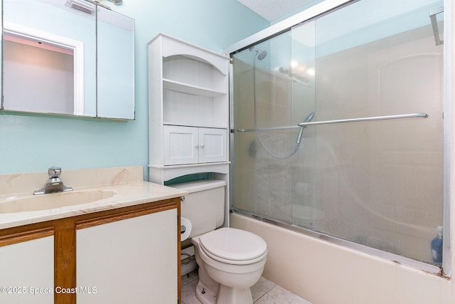 3461 Cove Ct, Melbourne, FL 32935 - bathroom featuring vanity, combined bath / shower with glass door, and tile patterned flooring