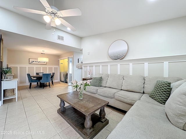 1870 Long Iron Dr Unit 1225, Rockledge, FL 32955 - living area featuring light tile patterned floors and ceiling fan