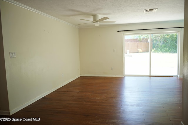 614 W Ct, Titusville, FL 32796 - spare room featuring a ceiling fan, crown molding, wood finished floors, and a textured ceiling