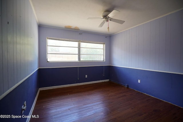 614 W Ct, Titusville, FL 32796 - empty room with a ceiling fan, wood finished floors, and ornamental molding