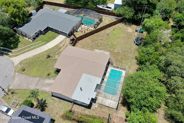 614 W Ct, Titusville, FL 32796 - view from above of property featuring a pool