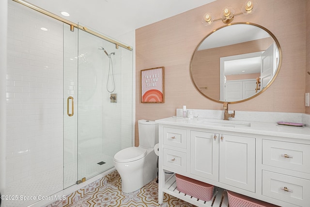 2600 N Riverside Dr, Indialantic, FL 32903 - full bathroom featuring a shower stall, vanity, and tile patterned floors