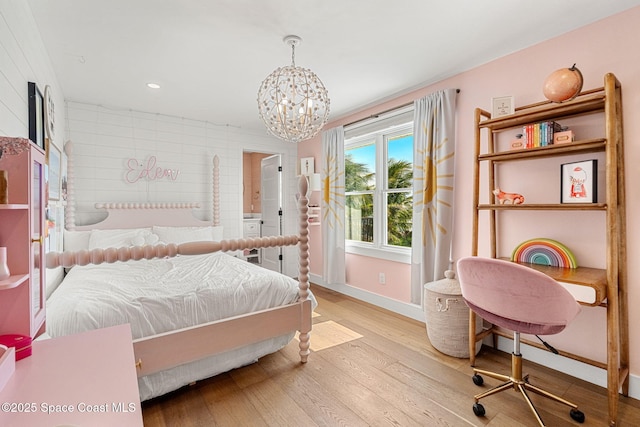 2600 N Riverside Dr, Indialantic, FL 32903 - bedroom with wood finished floors, a chandelier, and recessed lighting