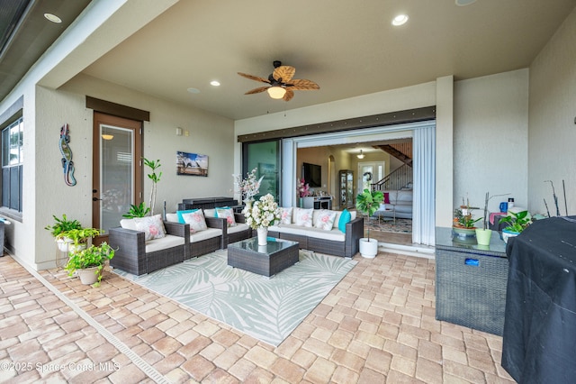 7873 Desmond Ave, Melbourne, FL 32940 - view of patio / terrace with ceiling fan and outdoor lounge area