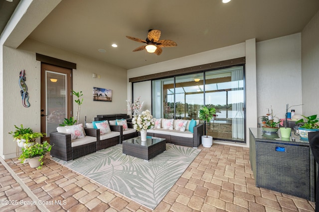 7873 Desmond Ave, Melbourne, FL 32940 - view of patio with ceiling fan and an outdoor hangout area