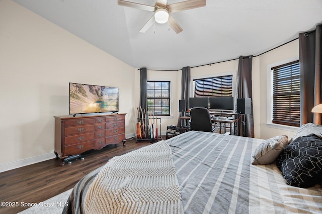 1375 Isabella Dr Unit 108, Melbourne, FL 32935 - bedroom with wood finished floors, vaulted ceiling, and a ceiling fan