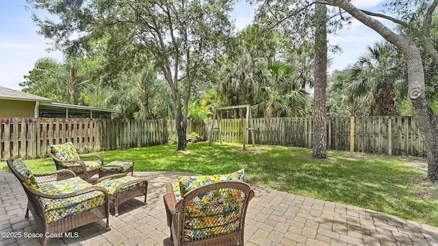 4060 Aria Dr, Melbourne, FL 32904 - fenced backyard with a patio