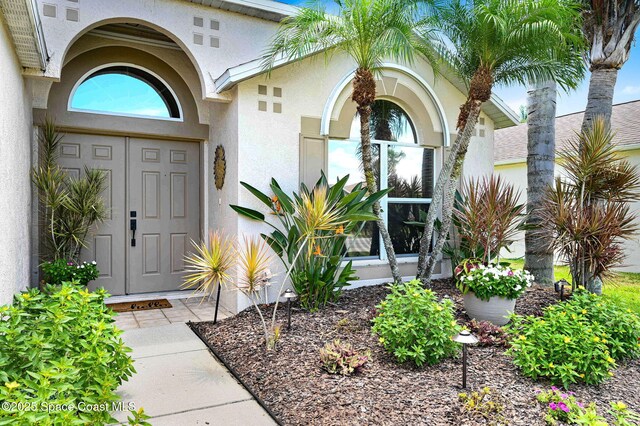 1137 White Oak Cir, Melbourne, FL 32934 - doorway to property with stucco siding