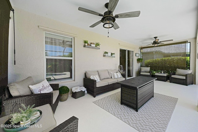 1137 White Oak Cir, Melbourne, FL 32934 - view of patio / terrace featuring an outdoor living space and ceiling fan
