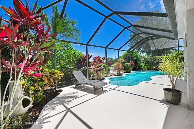 1137 White Oak Cir, Melbourne, FL 32934 - swimming pool featuring a patio and glass enclosure