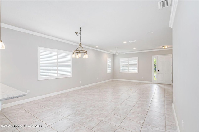 608 Lorelei Ave, Melbourne, FL 32901 - unfurnished room featuring ornamental molding, light tile patterned floors, and recessed lighting