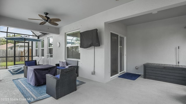 6830 Harp Ave, Cocoa, FL 32927 - view of patio with ceiling fan and a lanai