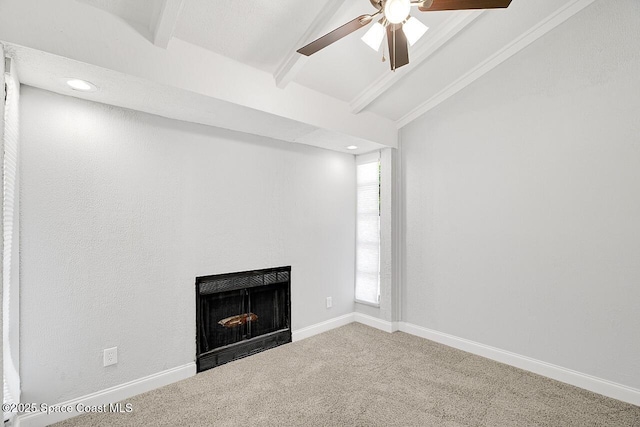 1256 16th Ave SW, Vero Beach, FL 32962 - unfurnished living room featuring a fireplace, carpet, ceiling fan, and recessed lighting