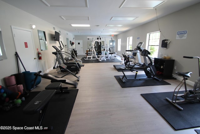 9027 Manchester Ln Unit 22F, West Melbourne, FL 32904 - gym with wood finished floors and baseboards