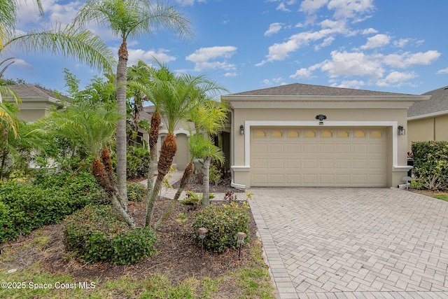 1869 Tullagee Ave, Melbourne, FL 32940 - single story home with stucco siding, decorative driveway, and a garage