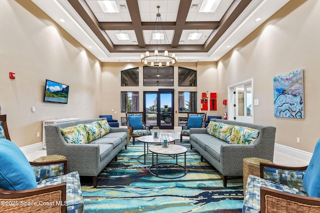 2690 Camberly Cir, Melbourne, FL 32940 - lobby with a towering ceiling, coffered ceiling, beam ceiling, and recessed lighting