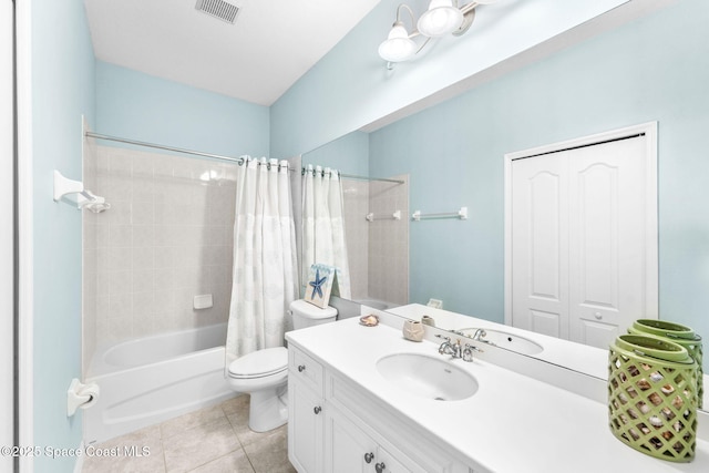 2690 Camberly Cir, Melbourne, FL 32940 - full bathroom featuring vanity, shower / tub combo with curtain, and tile patterned floors