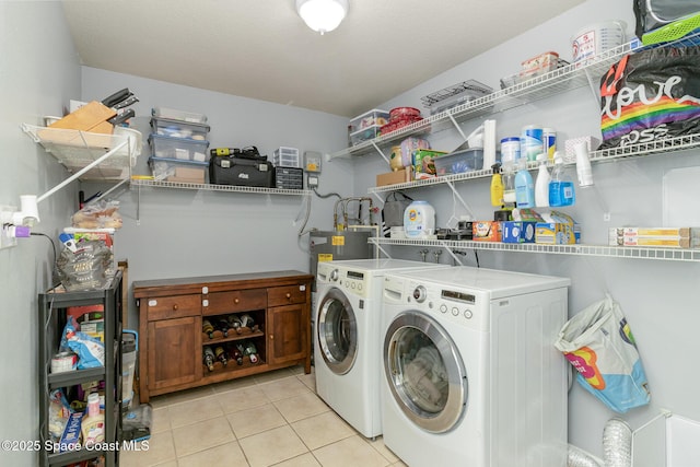 583 Mandan Ave, Melbourne, FL 32935 - laundry room with separate washer and dryer, light tile patterned floors, and electric water heater