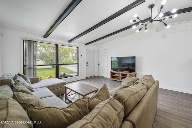 1056 Noreen Blvd, Rockledge, FL 32955 - living room featuring dark wood-style floors and a chandelier