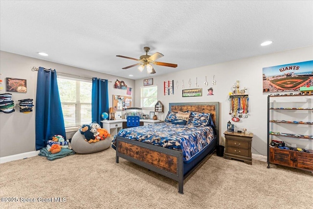 260 Utopia Cir, Merritt Island, FL 32952 - carpeted bedroom featuring a textured ceiling, recessed lighting, and a ceiling fan