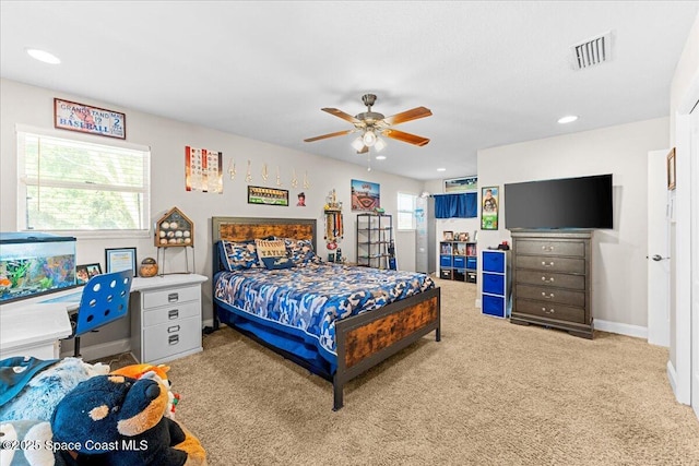 260 Utopia Cir, Merritt Island, FL 32952 - bedroom with carpet flooring, recessed lighting, and ceiling fan