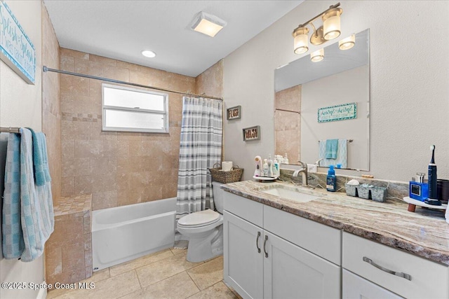 260 Utopia Cir, Merritt Island, FL 32952 - full bath featuring vanity, shower / tub combo with curtain, and tile patterned flooring