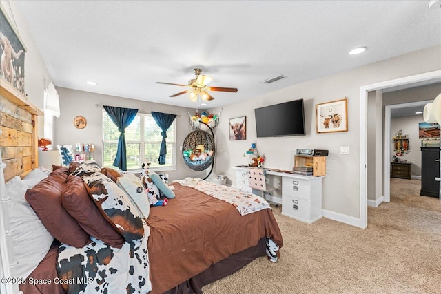 260 Utopia Cir, Merritt Island, FL 32952 - bedroom with light carpet, a ceiling fan, and recessed lighting