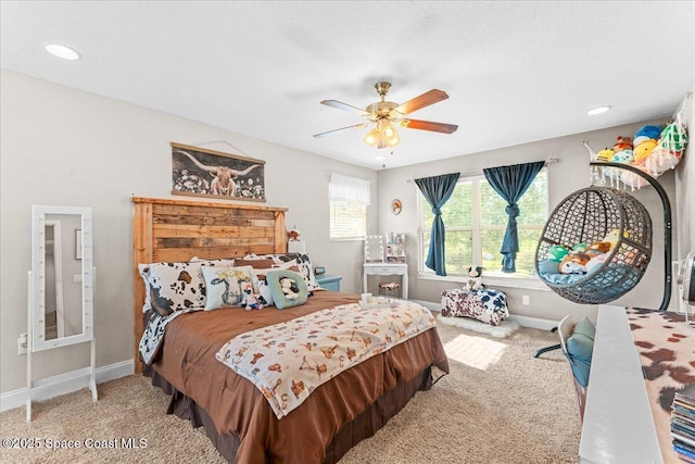 260 Utopia Cir, Merritt Island, FL 32952 - carpeted bedroom featuring ceiling fan and recessed lighting