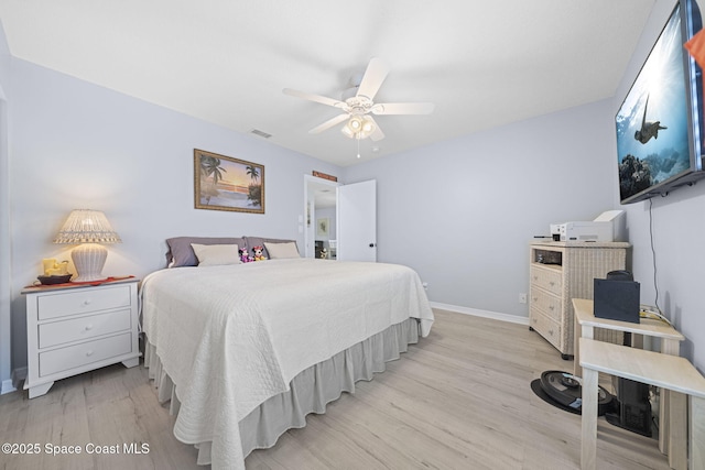 743 Palm Springs Cir, Satellite Beach, FL 32937 - bedroom featuring light wood-type flooring and ceiling fan