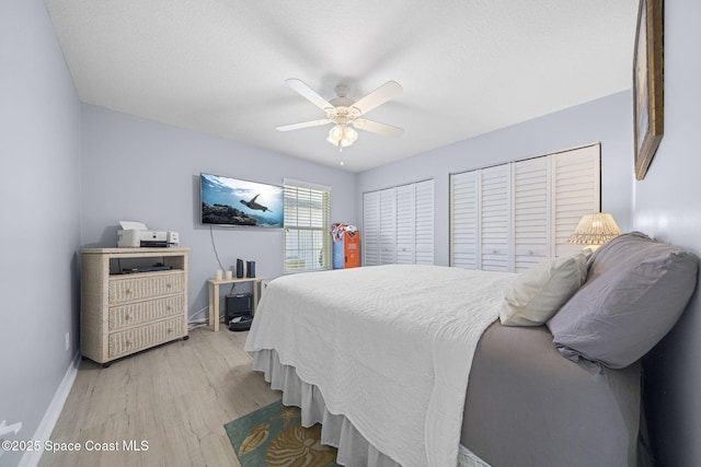 743 Palm Springs Cir, Satellite Beach, FL 32937 - bedroom with light wood-style flooring and a ceiling fan