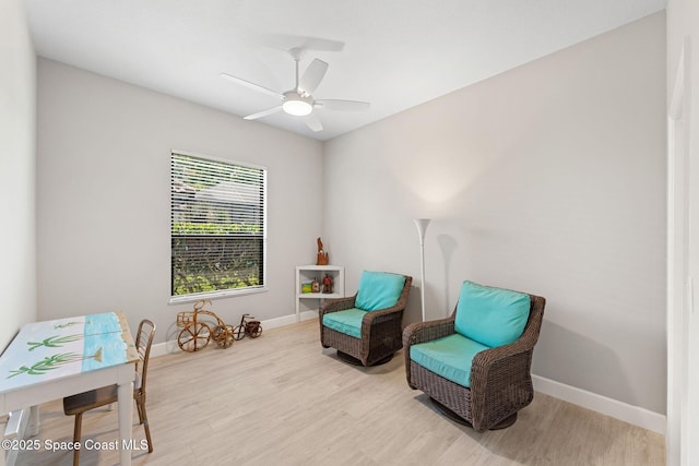 7987 Bradwick Way, Melbourne, FL 32940 - living area with wood finished floors and a ceiling fan