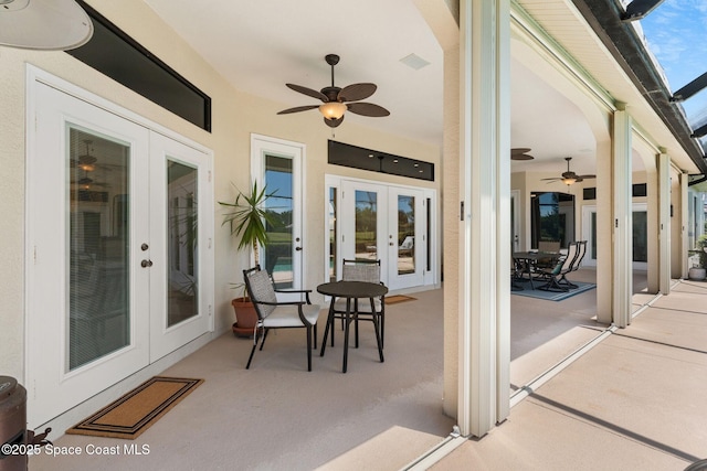 7987 Bradwick Way, Melbourne, FL 32940 - view of patio / terrace featuring french doors and a ceiling fan