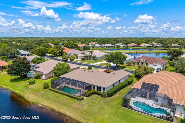 7987 Bradwick Way, Melbourne, FL 32940 - aerial perspective of suburban area with a large body of water and a pool area