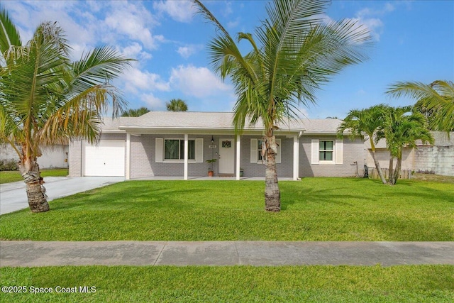 955 Bartlett Ln, Rockledge, FL 32955 - single story home with an attached garage, concrete driveway, a porch, and a front yard