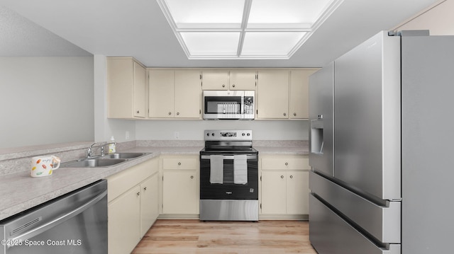 1734 Bluebird Ct, Melbourne, FL 32935 - kitchen featuring appliances with stainless steel finishes, cream cabinetry, and light countertops