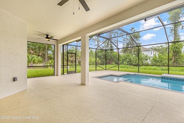 8025 Babcock St SE, Grant-Valkaria, FL 32909 - swimming pool with ceiling fan, a patio, and a lanai