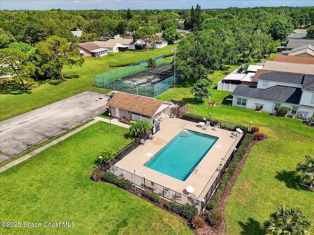 3116 Winchester Dr, Cocoa, FL 32926 - aerial perspective of suburban area featuring a pool