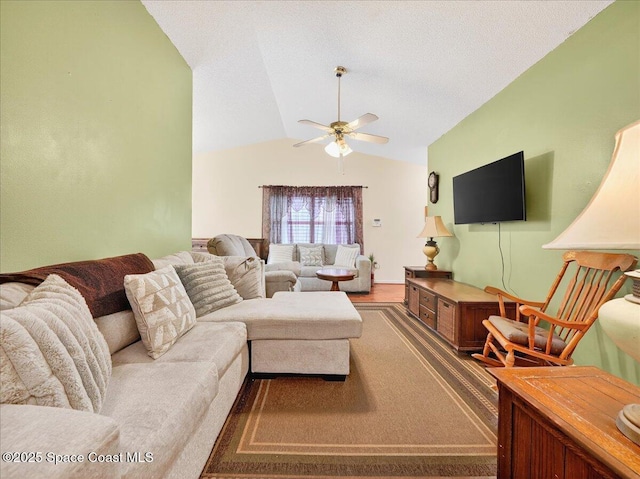 3116 Winchester Dr, Cocoa, FL 32926 - living area featuring vaulted ceiling and a ceiling fan