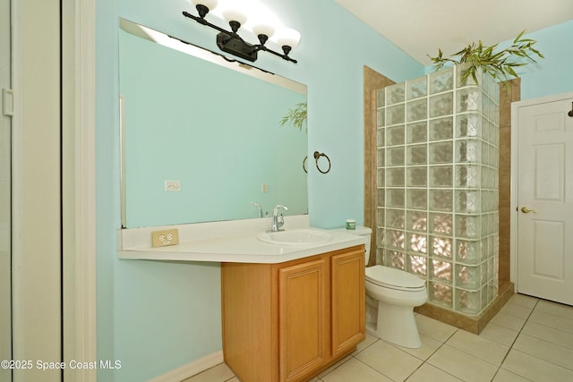401 Stonehenge Cir, Rockledge, FL 32955 - bathroom with vanity, tile patterned floors, and walk in shower