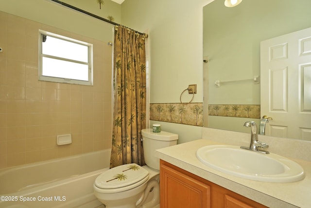 401 Stonehenge Cir, Rockledge, FL 32955 - full bathroom with vanity and shower / bath combo with shower curtain