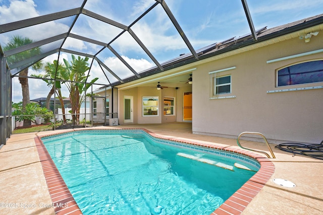 401 Stonehenge Cir, Rockledge, FL 32955 - swimming pool featuring ceiling fan and a patio