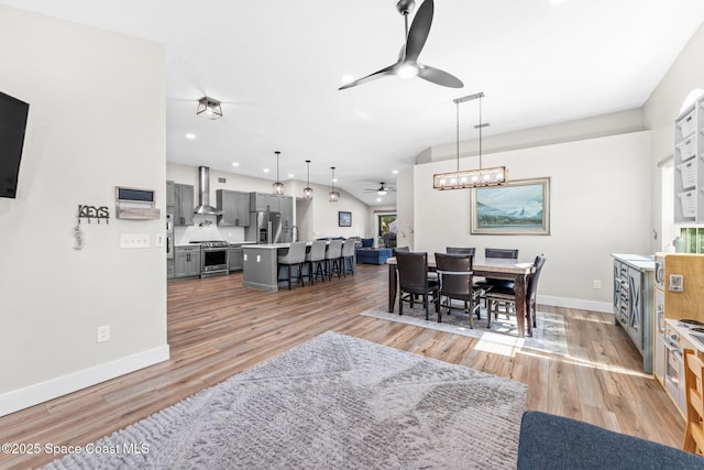 1218 Rolling Meadows Dr, Rockledge, FL 32955 - dining area featuring a ceiling fan, light wood-type flooring, and recessed lighting