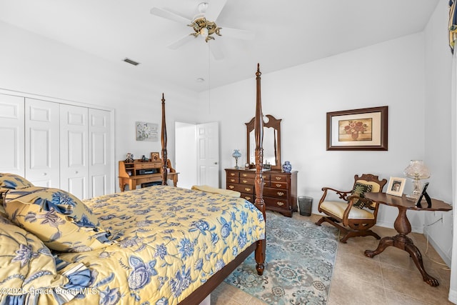 4595 Alan Shepard Ave, Cocoa, FL 32926 - bedroom with a closet, tile patterned floors, and a ceiling fan
