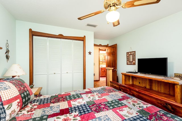 3717 SW Bayfield St, Cocoa, FL 32926 - bedroom with a closet and ceiling fan