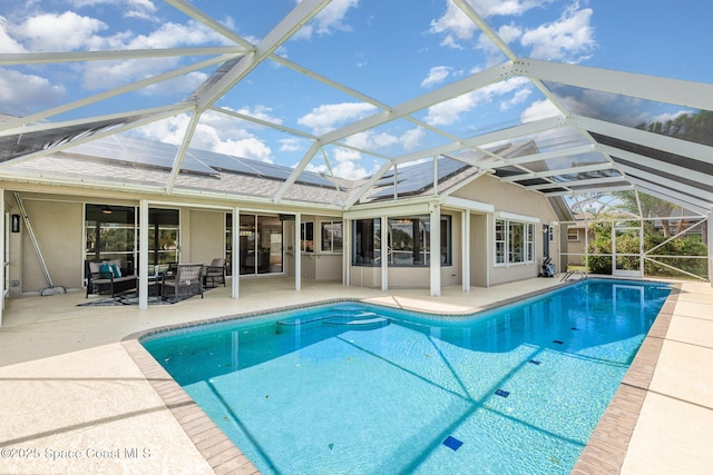 1471 Cypress Trace Dr, Melbourne, FL 32940 - swimming pool featuring a patio area, a ceiling fan, outdoor lounge area, and a lanai
